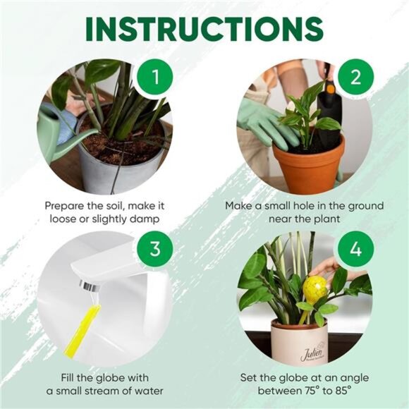 Plant Watering Globes Set of 6 - Small Self Watering Globes for Indoor & Outdoor - Picture 3 of 7